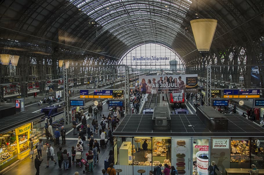 railway station, frankfurt main, platform, db, deutsche bahn, HD wallpaper