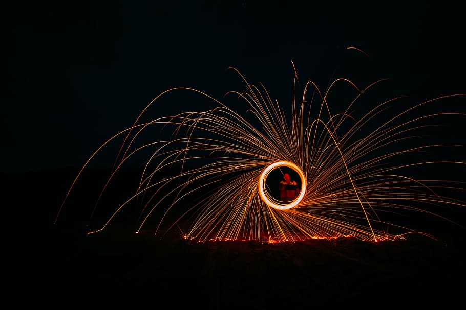 person doing poi dancing, time, lapse, photography, circle HD wallpaper