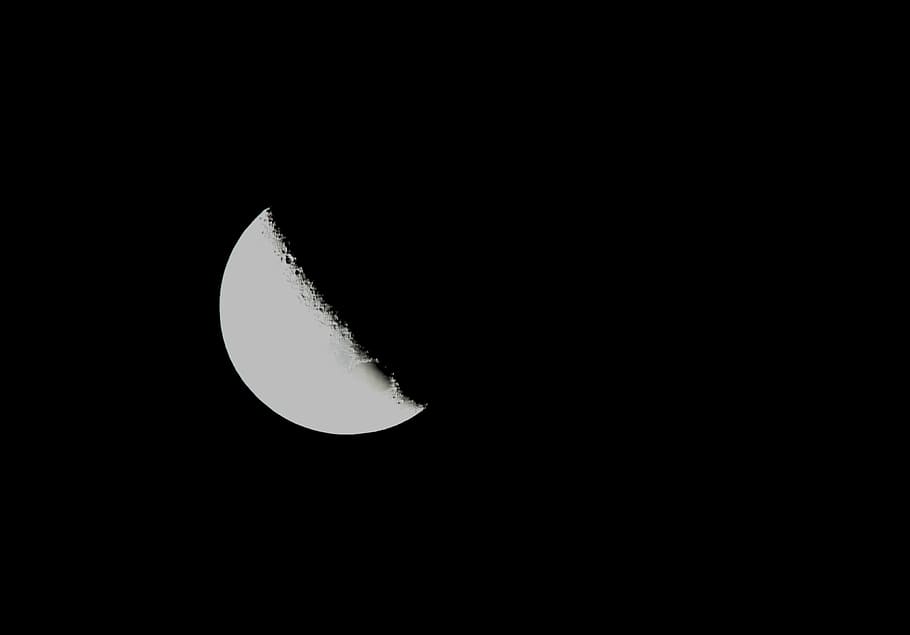 Moon, Orbital, White, half, shining, crater marks, sky, night HD wallpaper