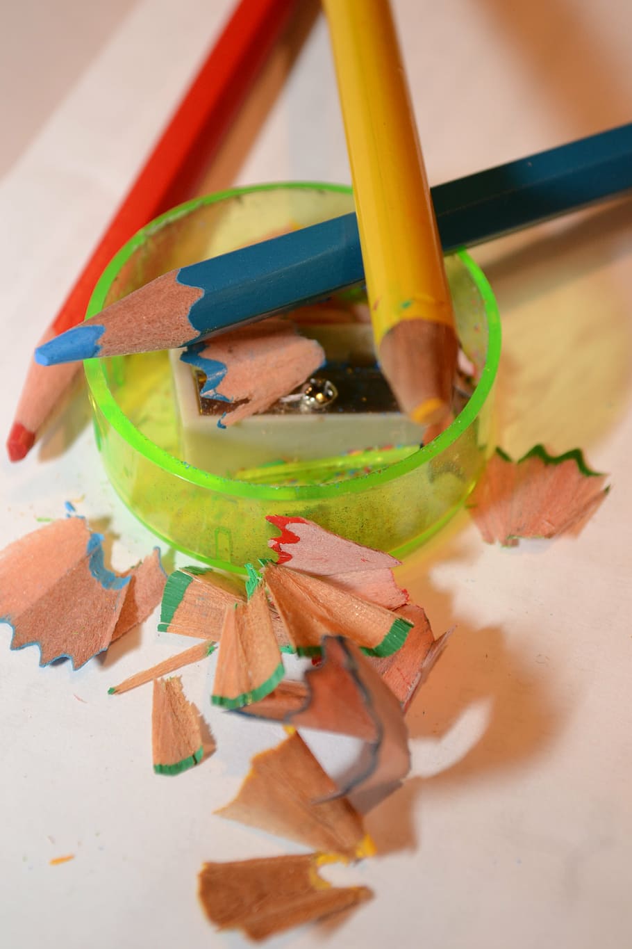 colored pencil, school, sharpens, indoors, high angle view HD wallpaper