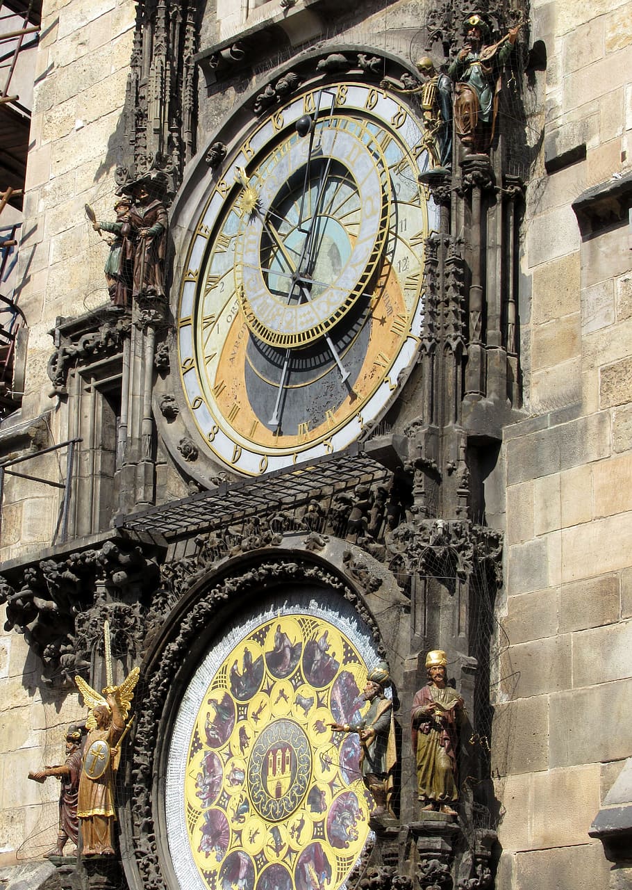 prague, astronomical clock, hour s, tower, architecture, built structure