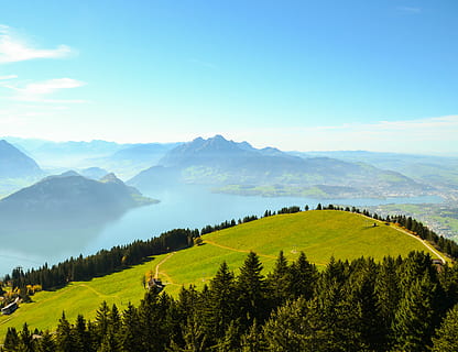 mountains, foresight, alpine, switzerland, lucerne, rigi, pilatus HD wallpaper