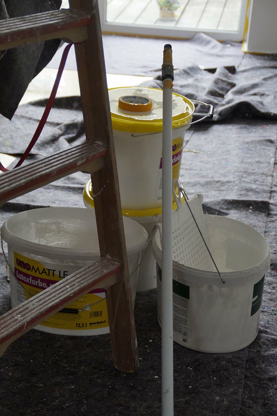 renovate, painting, painter, painter working, head, farbeimer HD wallpaper