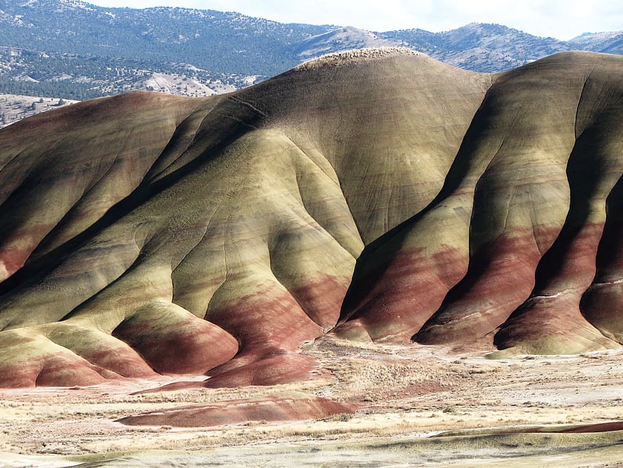 brown and red mountain at daytime, painted hills, john day, fossil beds, HD wallpaper