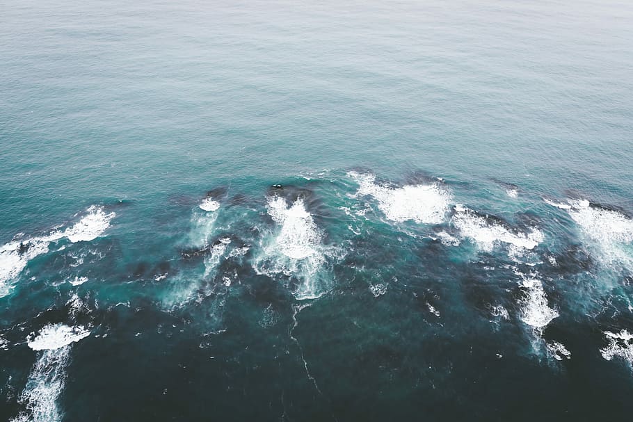 ocean waves, body of water, sea, blue, white, from above, beauty in nature HD wallpaper