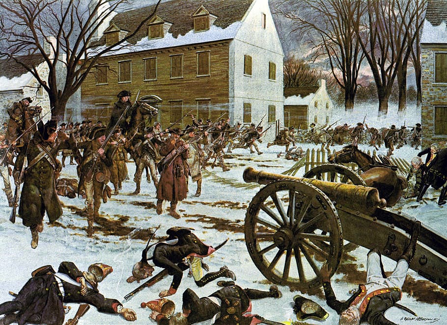 Historic Battle of Trenton, New Jersey, american revolution, cannons