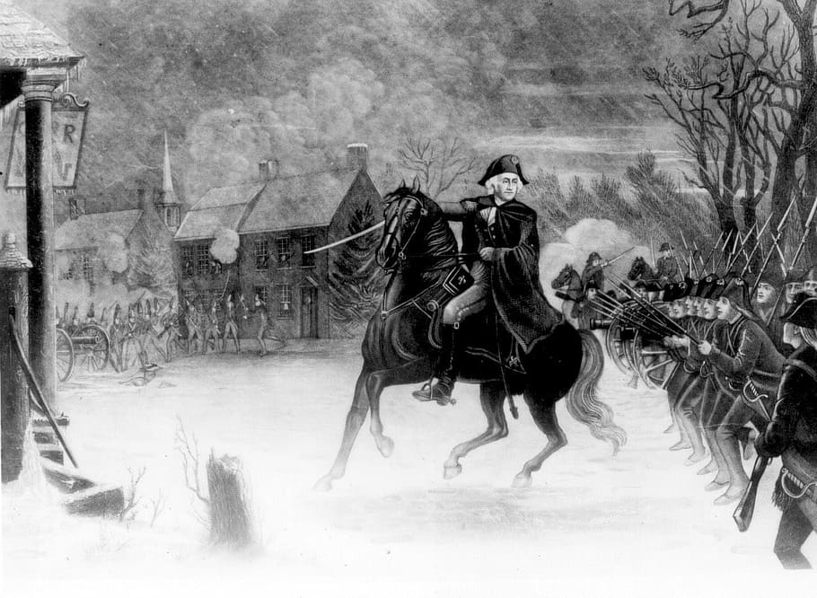 George Washington at the Battle of Trenton, New Jersey, american revolution
