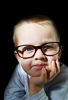 photo of boy wearing eyeglasses, child, people, optical, kid HD wallpaper
