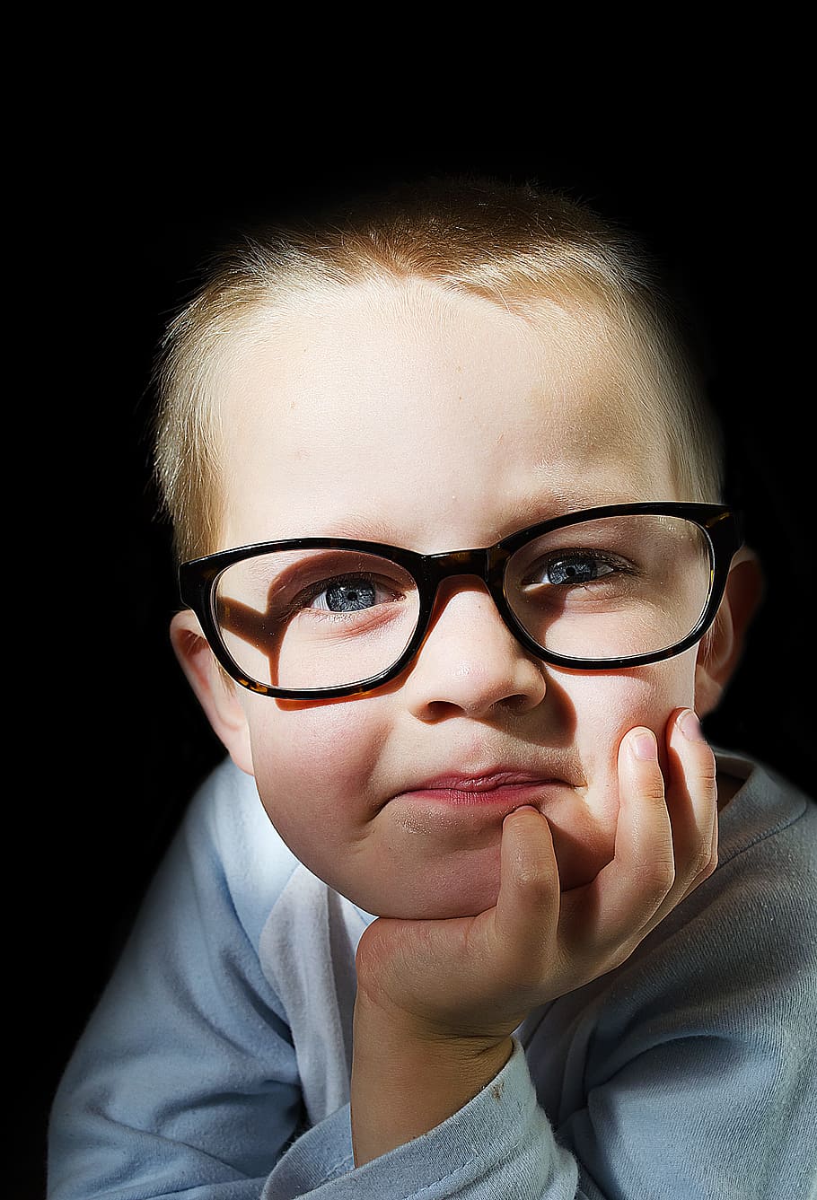 photo of boy wearing eyeglasses, child, people, optical, kid HD wallpaper
