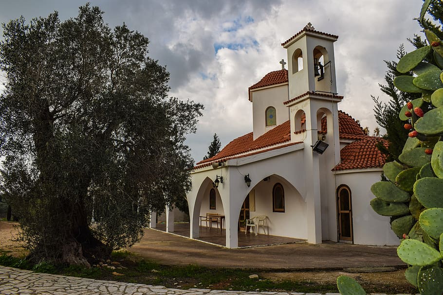 church, scenery, countryside, cyprus, architecture, religion, HD wallpaper