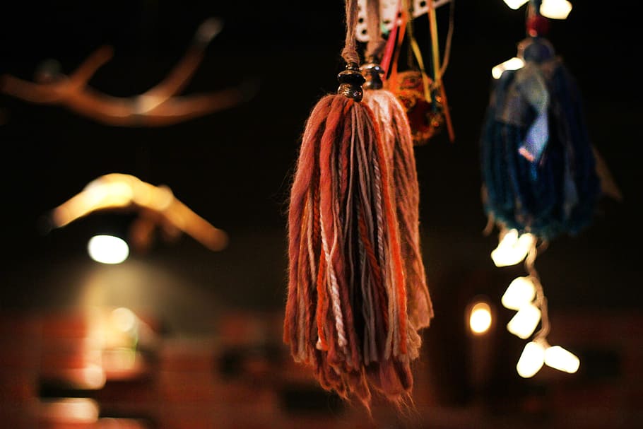 bar, restaurant, decoration, design, light, night, craft, wool HD wallpaper