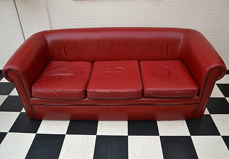 red leather 3-seat sofa, chair, interior, furniture, nobody HD wallpaper