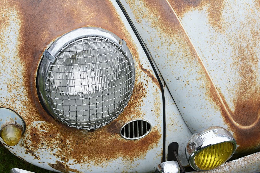 lighthouse, ladybug, car, metal, rusty, headlight, abandoned HD wallpaper
