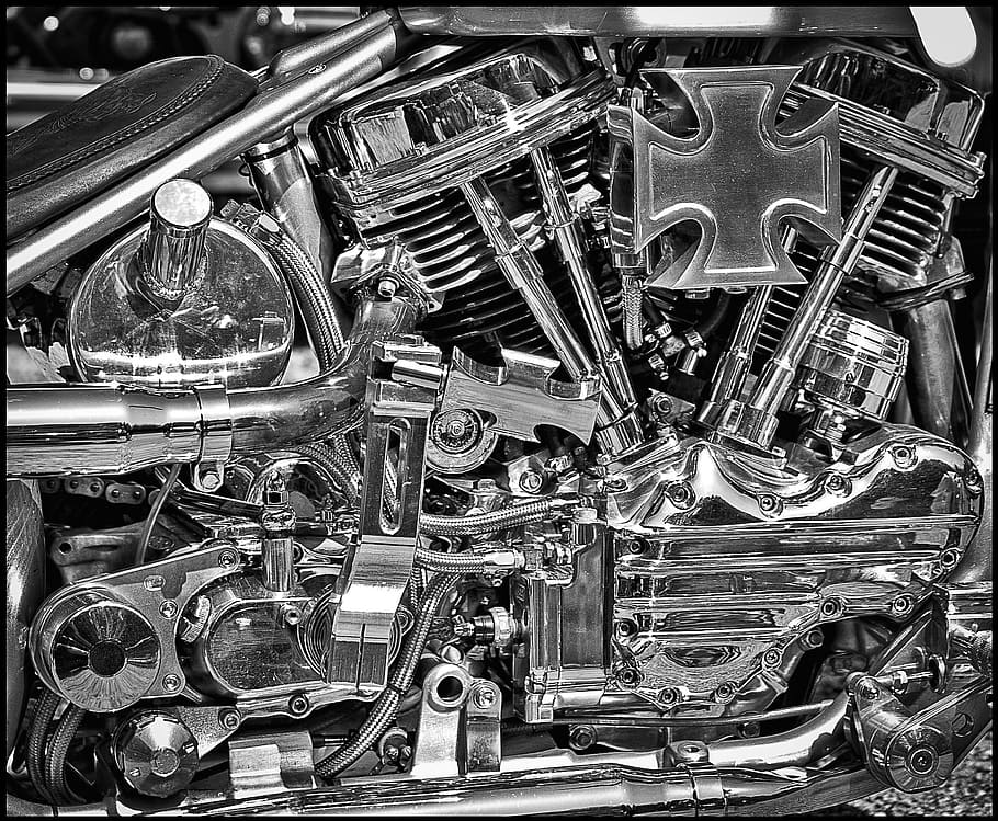HD wallpaper: grayscale photography of motorcycle engine, Harley Davidson,  Chrome | Wallpaper Flare
