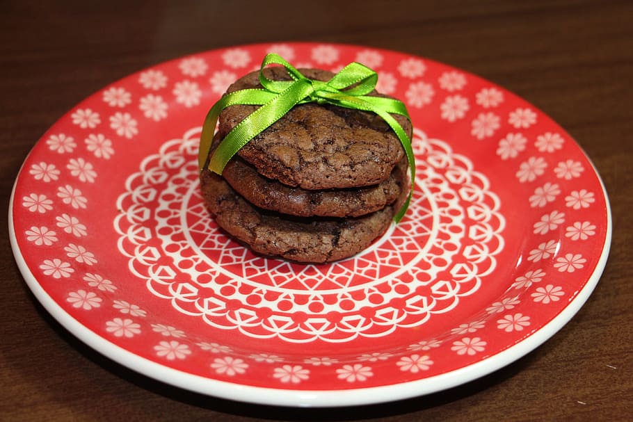 cookie, chocolate, present, food, sweet, dessert, party, plate HD wallpaper