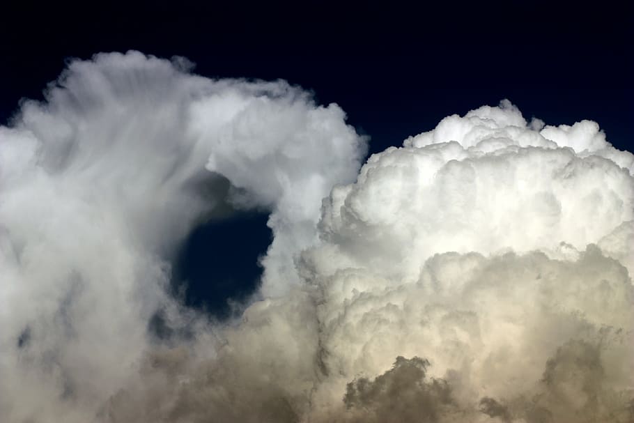 cloud, sky, fluffy, white, nature, weather, cloud - Sky, blue HD wallpaper
