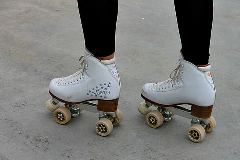 person wearing pair of white roller skates, skaters, skating HD wallpaper