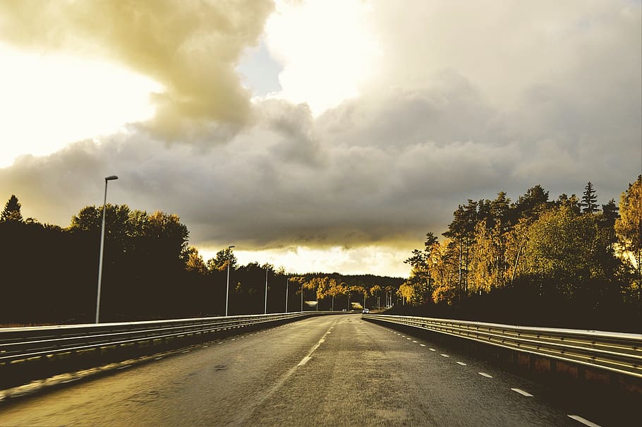 road, sweden, cloud, forest, tree, nature, landscapes, outdoor HD wallpaper