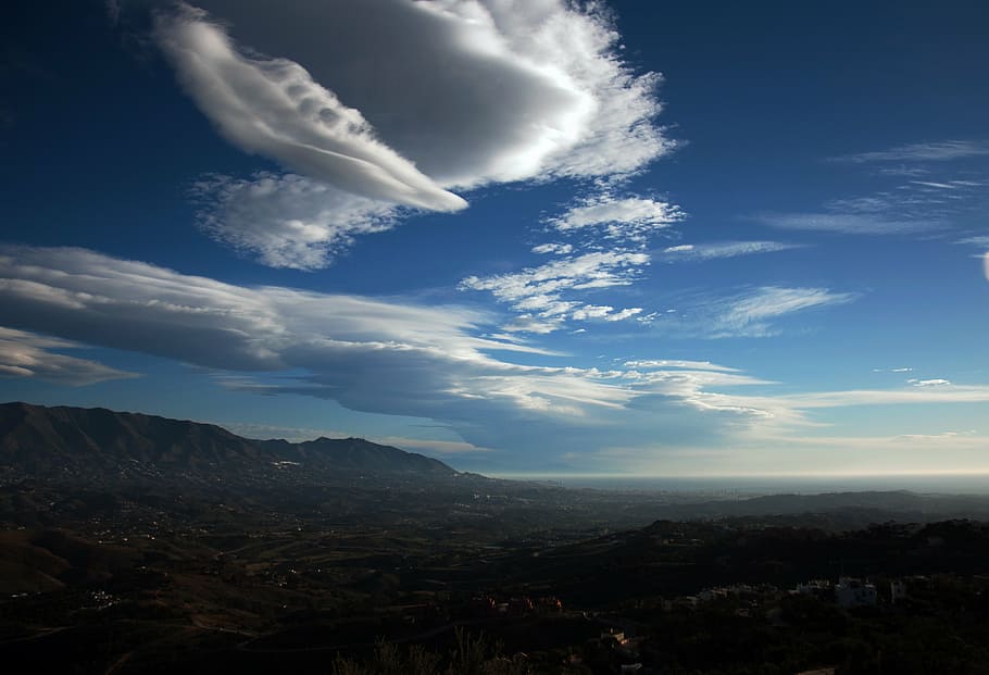 clouds, blue sky, landscape, cloudy, costa del sol, cloud - sky HD wallpaper