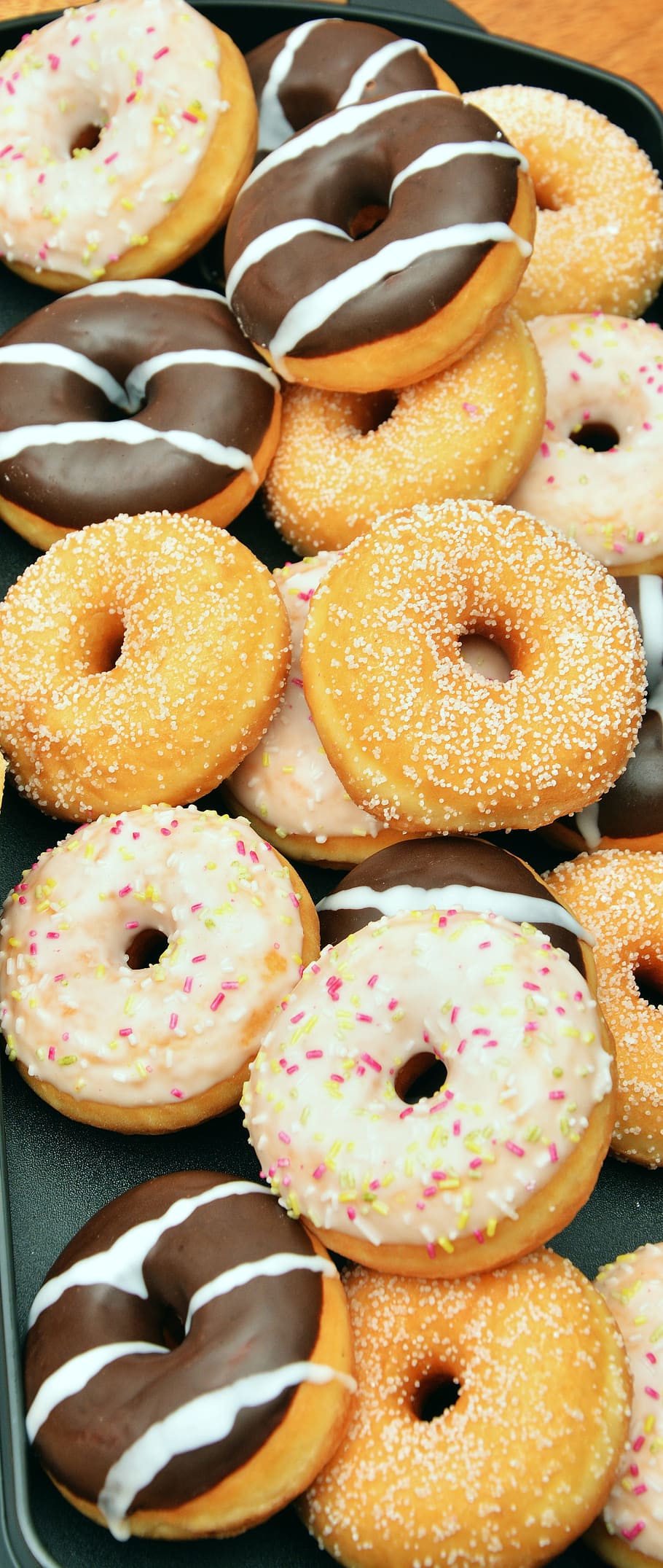 assorted flavors of doughnuts, donuts, pastries, glaze, sweet, HD wallpaper