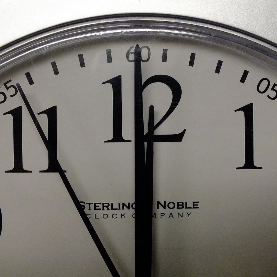 white and black Sterling Noble analog clock, countdown, midnight HD wallpaper