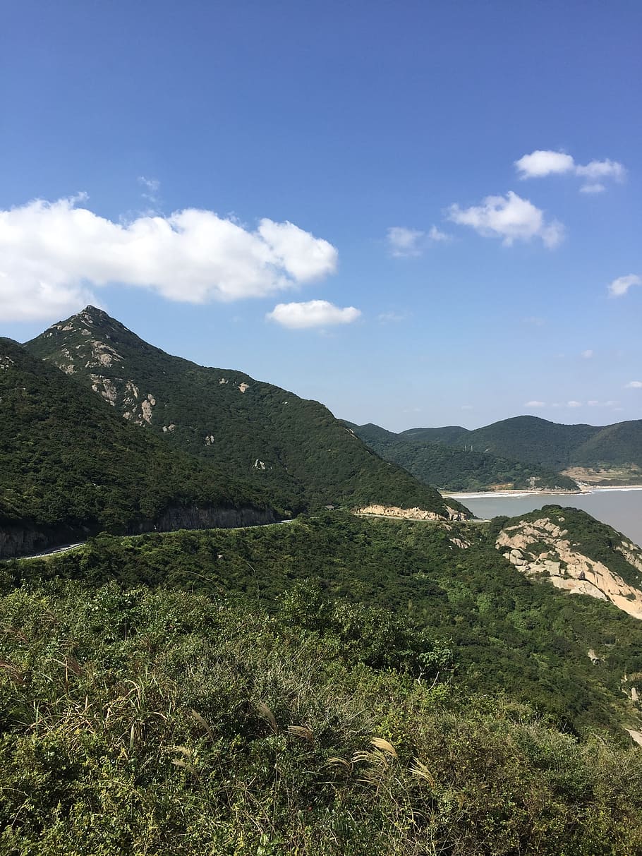 sky, blue, hill, zhoushan, mountain, scenics - nature, beauty in nature HD wallpaper