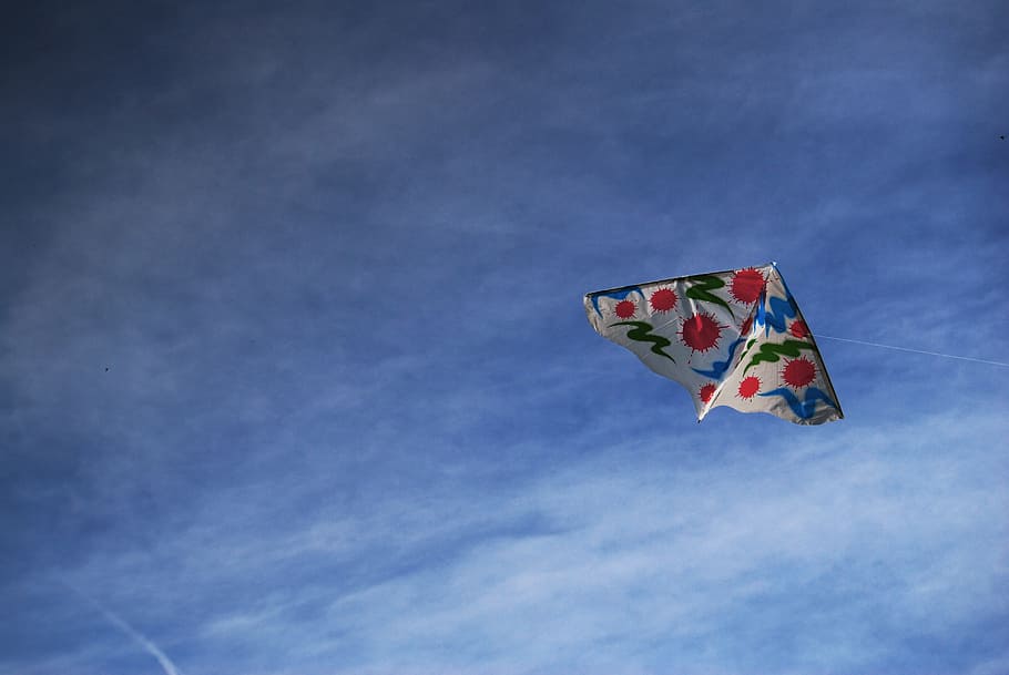 Kite, Clouds, Nature, Air, Fun, sky, leisure, toy, summer, blue HD wallpaper