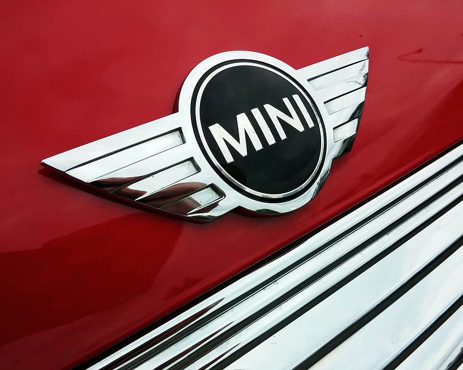 mini, car, emblem, badge, red, british, vehicle, no people HD wallpaper