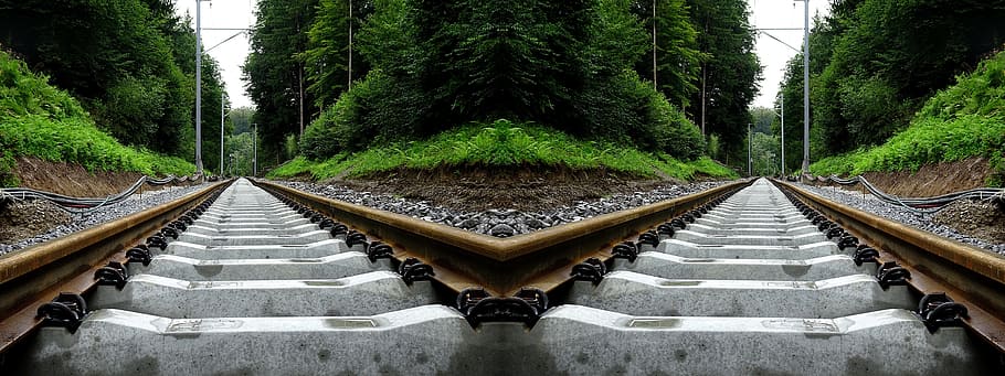 seemed, railway, optical effect, train, rail traffic, railroad tracks HD wallpaper