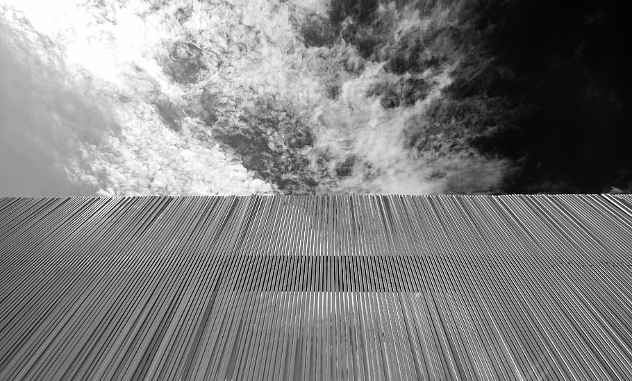 grayscale photo of clouds at daytime, building, architecture HD wallpaper