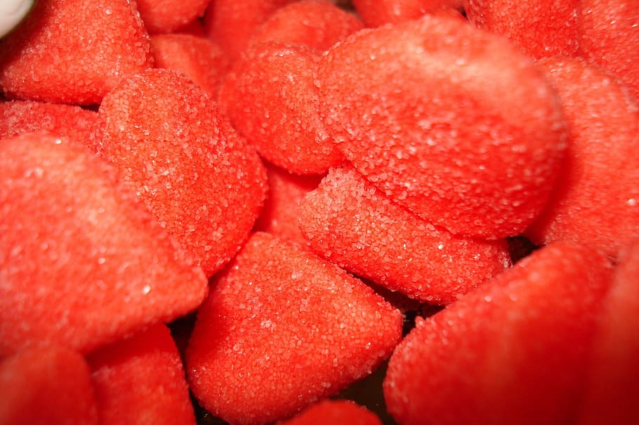 Sugar, Candy, Strawberries, Brand, red, food and drink, full frame HD wallpaper