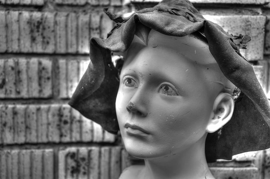 sculpture, concrete, creative, portrait, headshot, close-up HD wallpaper