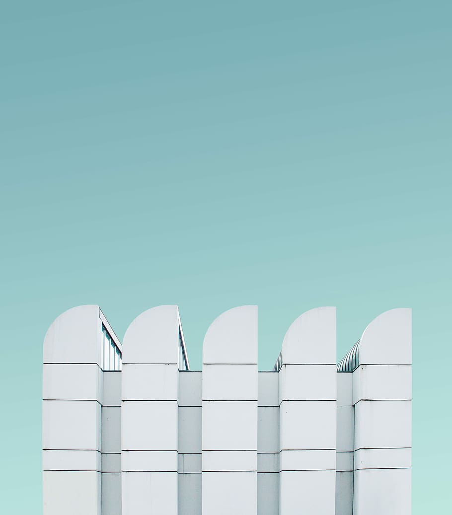 white concrete building, untitled, sky, modern, design, geometric HD wallpaper