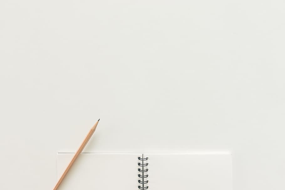 notebook, pencil, workspace, paper, notepad, studio shot, copy space HD wallpaper