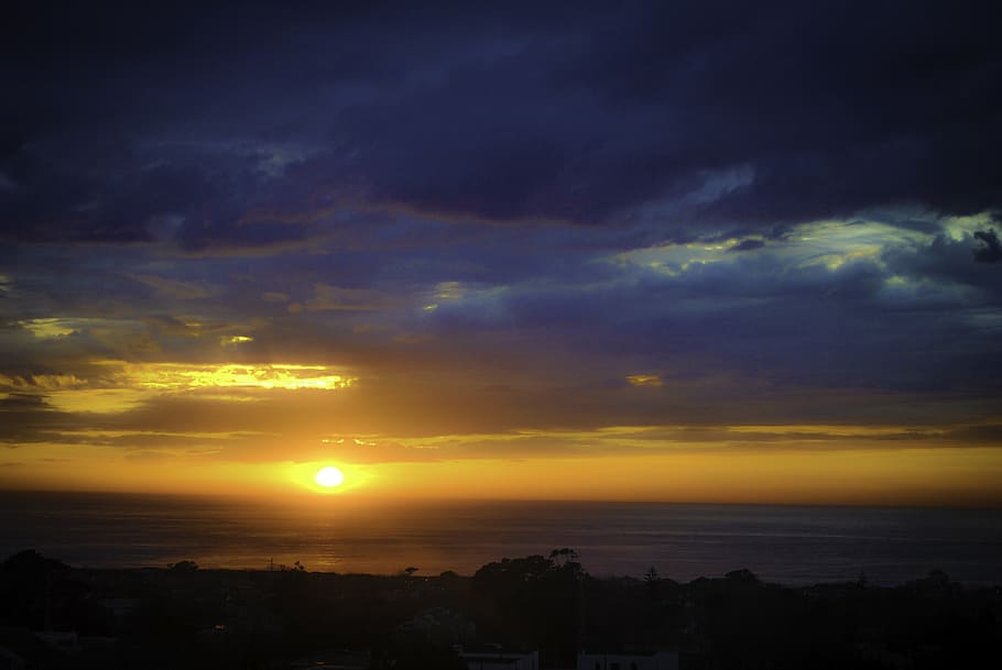 sunset, clouds, beach, eventide, sky, cloud - sky, scenics - nature HD wallpaper