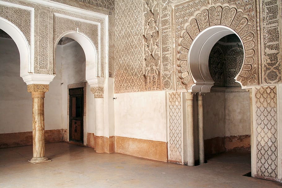 brown and white concrete wall, Mosque, Morocco, Marrakech, Islam HD wallpaper
