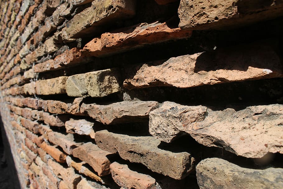 ostia, italy, history, wall, brick, no people, full frame, backgrounds, HD wallpaper