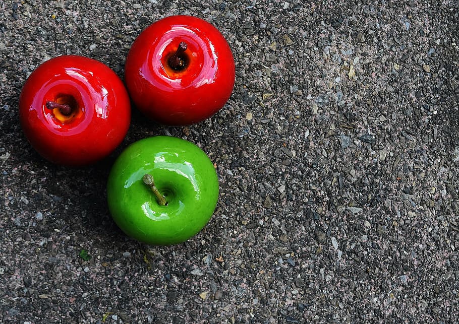 apple, red, green, fruit, deco, decoration, red apple, green apple HD wallpaper