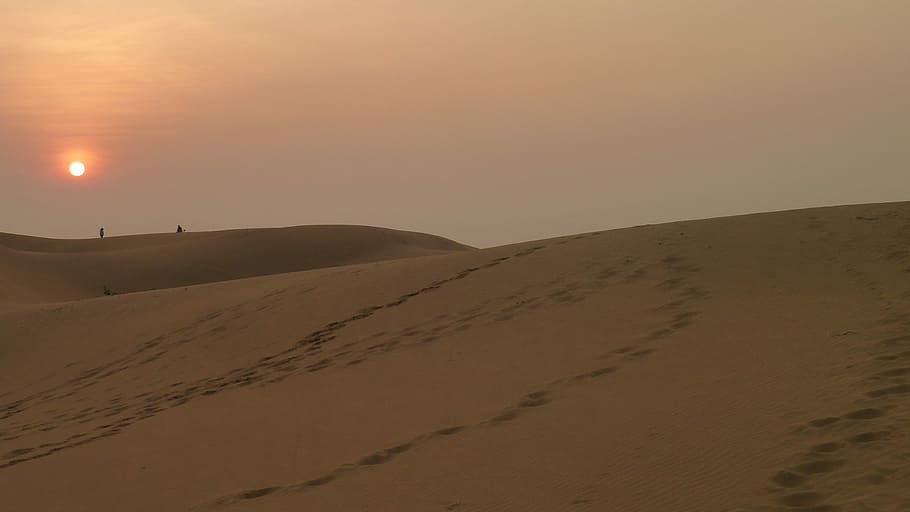 Desert, Sunset, Nature, Travel, rajasthan, sand dunes, landscape