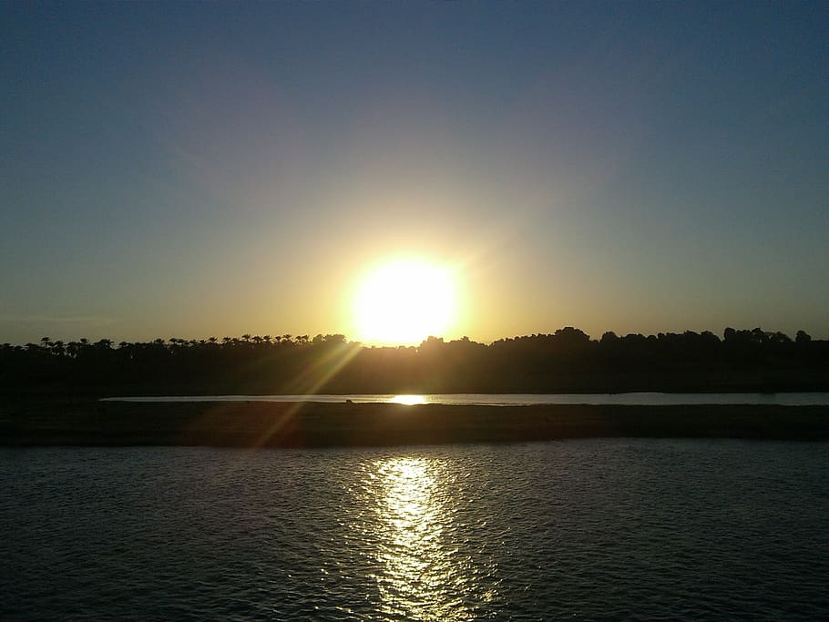 sunset, nile, egypt, water, sky, sunlight, tranquility, scenics - nature HD wallpaper