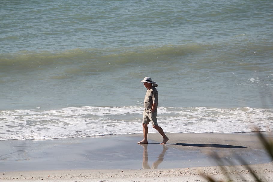 beach, person, alone, men, sun, summer, people, water, sea HD wallpaper