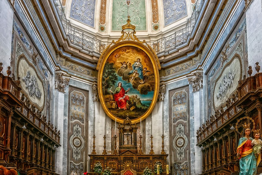 cathedral interior, sicily, modica, chiesa di san giovanni evangelista, HD wallpaper