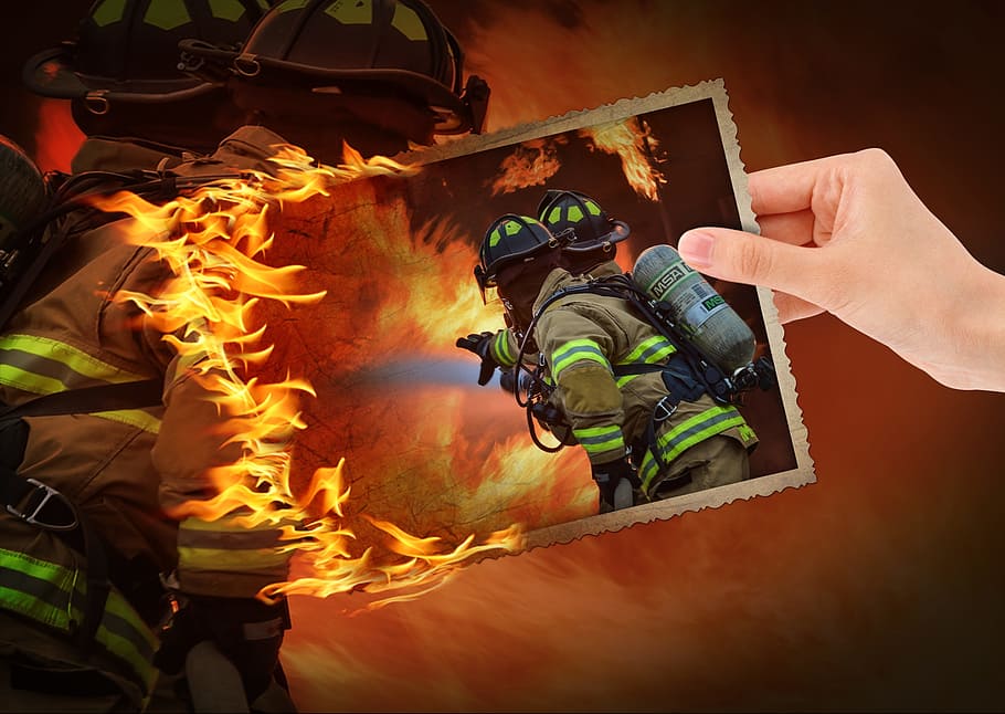 Photo Montage, Fire, Training, Live, protection, thank you HD wallpaper