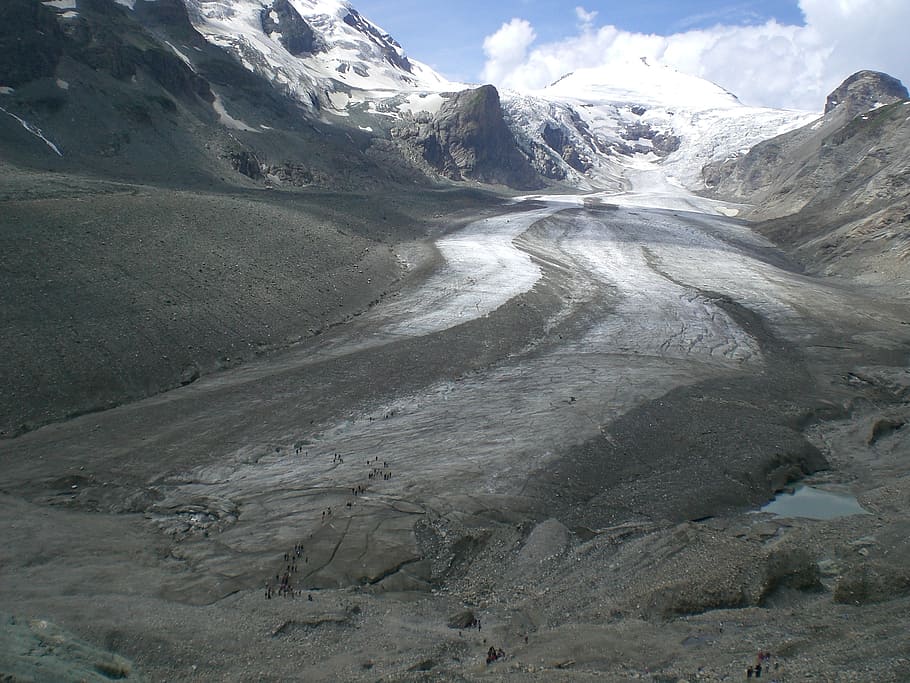 aerial photo of mountain covered in snow during daytime, glacier