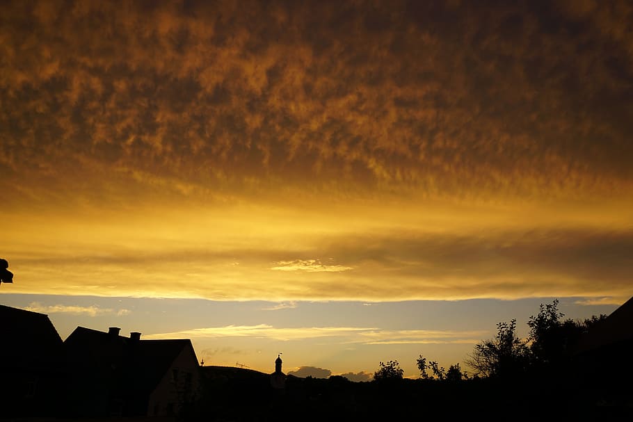 clouds, abendstimmung, evening sky, sunset, silhouette, cloud - sky HD wallpaper
