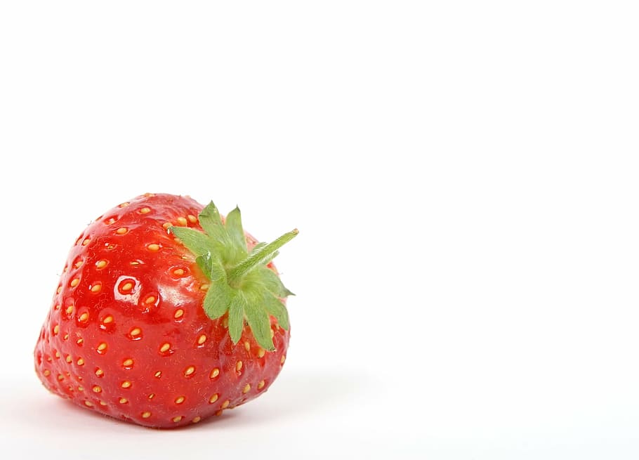 strawberry on white background, black, breakfast, closeup, color HD wallpaper