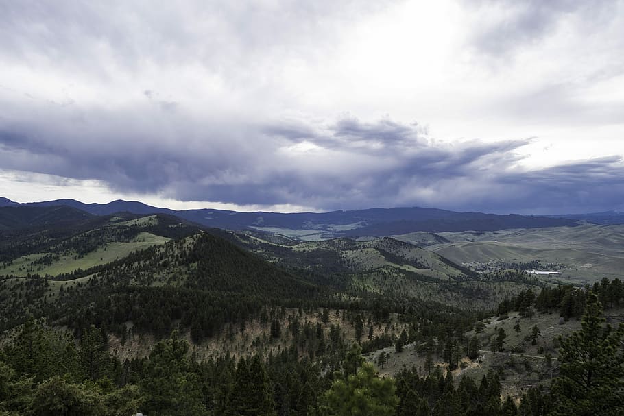 Hills landscape under heavy clouds in Helena, featured, landscapes HD wallpaper