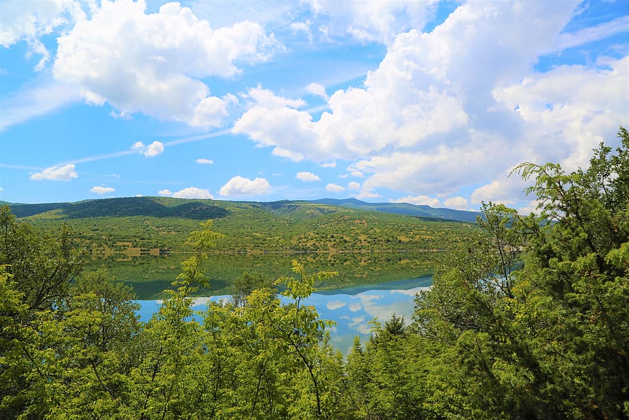 reflection, nature, spring, lake, water, cloud, sky, clouds HD wallpaper
