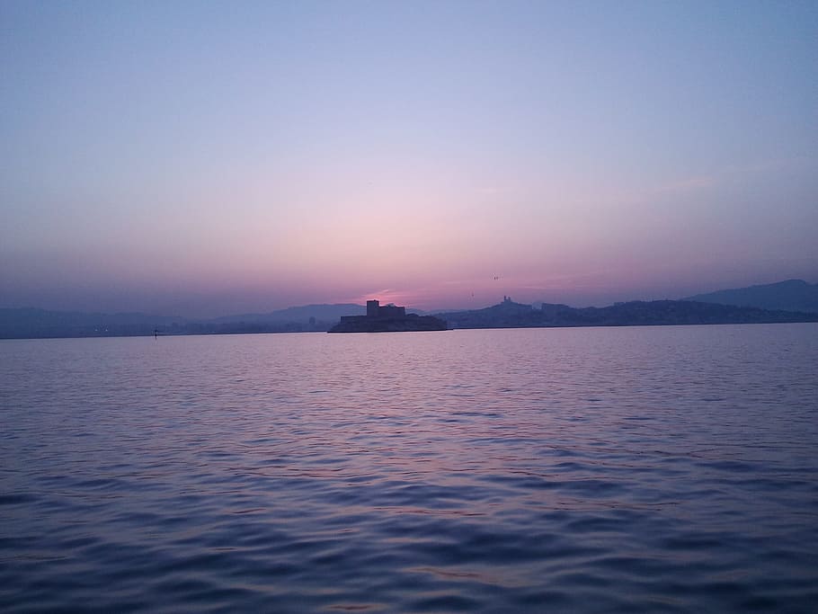 sunset, castle, sea, water, sky, beauty in nature, scenics - nature HD wallpaper
