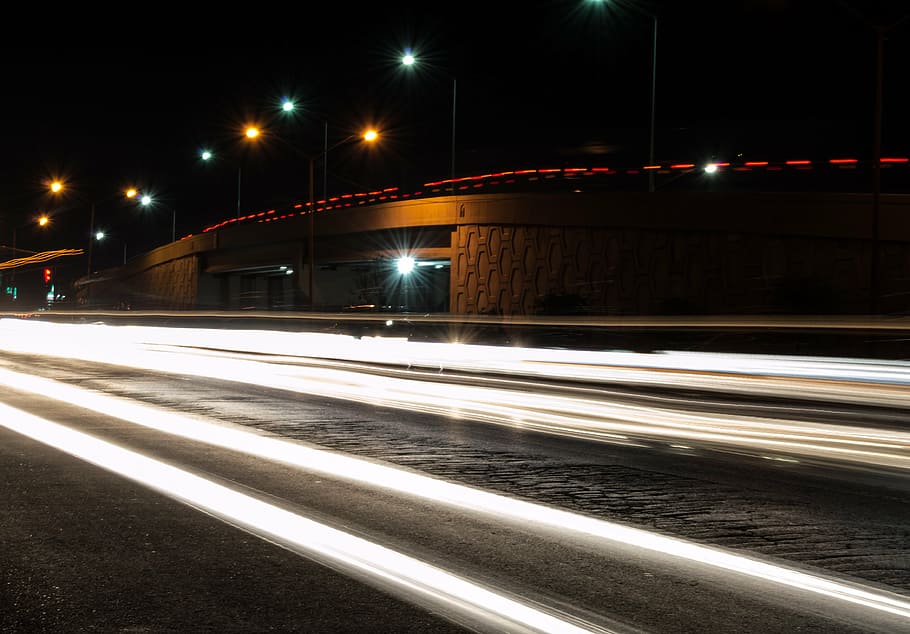 timelapse photography of road, light, motion, long exposure HD wallpaper